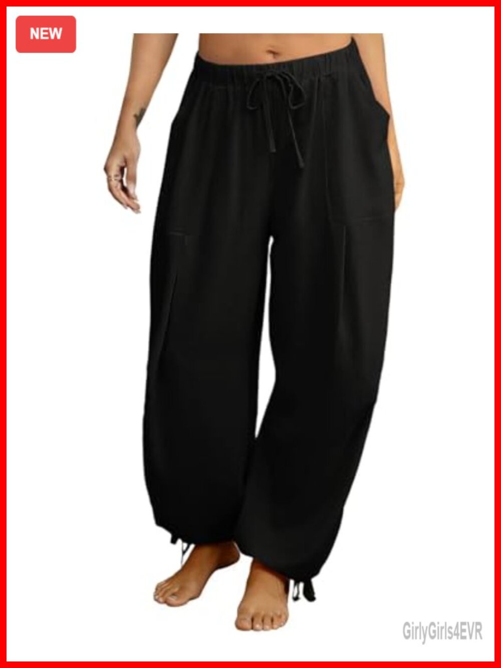 Linen Blend Balloon Barrel Beach Pants Boho Harem Drawstring High Waisted